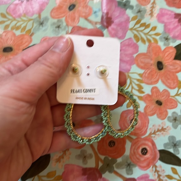 Mint Teardrop Drop Flower Post Earrings - Picture 6 of 10